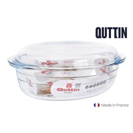Quttin R26 Cacerola de Vidrio Oval con Tapa, Capacidad 3 Litros + 1 Litro, Modelo Qutti, Medidas 33 x 20 x 13 cm (3 Unidades)