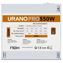 NOX NXURPRO550BZWH Fuente de Alimentación 550W 80+ Bronze ATX Blanca PFC Activo