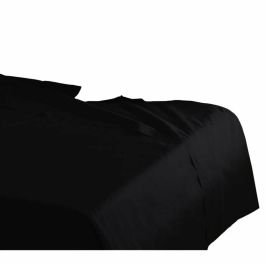 Lovely Home Sábana plana 100% algodón 54 hilos 240x300 cm Negra para Cama de Matrimonio Certificado Oeko-TEX
