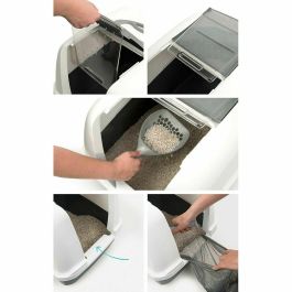 Catit Caja de Arena Cubierta para Gato, Tapa Grande Elevable, Color Gris, con Privacidad y Retención de Arena, Fácil Limpieza, 40x55x45 cm