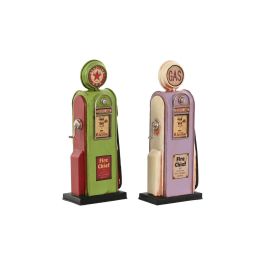 DKD Home Decor Gasolinera Decoracion Vintage Magenta Pistacho Metal 4x17x7 cm (2 Unidades)