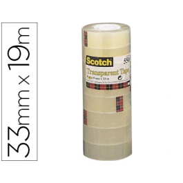 Scotch Cinta Adhesiva 550 Transparente 33 mt x 19 mm Pack 8 Unidades Precio: 10.50000006. SKU: B1ARESF3QM