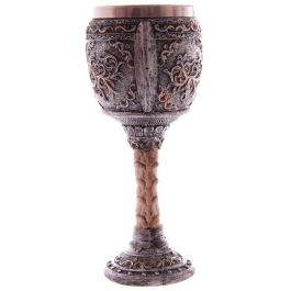PUCKATOR Copa Cráneo Guerrero Gótico de Resina y Acero Inoxidable - 18x7,5cm
