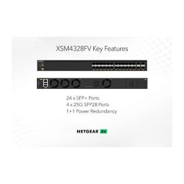 Netgear XSM4328FV-100NES Switch M4350-24F4V, 24 Puertos, Negro