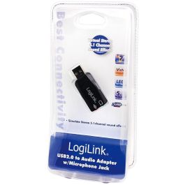 Logilink Adaptador USB Audio 5.1 con Plug and Play, Simulación Sonido Envolvente, Negro