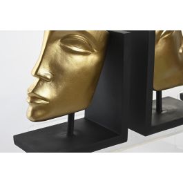 DKD Home Decor Sujetalibros Moderno Dorado Blanco Resina Cara Set 2 Piezas 10 x 22 x 30.5 cm