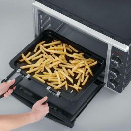 Severin TO2058 Mini Horno Eléctrico de Convección con Asador Giratorio, Piedra para Pizza, 42L, 1800W, Temporizador 120 Minutos, Negro/Acero Inoxidable