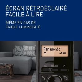 Panasonic KX-TG1611FRH Teléfono inalámbrico digital residencial sin contestador automático, Pantalla retroiluminada, Directorio 50 números, Negro