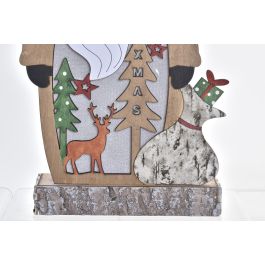 DKD Home Decor Decoración de Navidad Luminosa Alpina LED MDF Natural Multicolor 7x40.5x18 cm Pack de 3 Unidades a Pilas AA