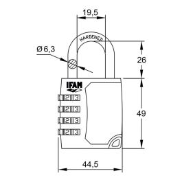 Ifam Candado C45s Zinc 44,5mm Arco Ø6,3mm con Combinación