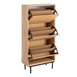 Zapatero Natural-Negro Madera-Metal 60 X 25 X 123 cm