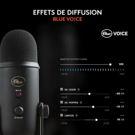 Blue Yeti Micrófono USB Profesional para Grabación, Streaming, Podcasts y Juegos en PC/Mac, Negro, con Tecnología de Tres Cápsulas y Blue VO!CE