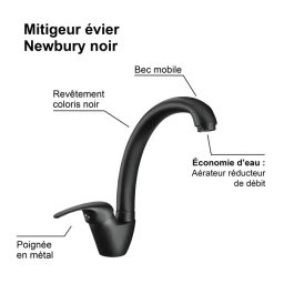 Edouard Rousseau ROU3047404061692 NEWBURY mezclador de lavabo negro