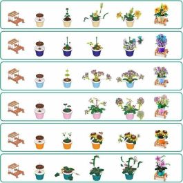 ZURU ZUR4894680036598 Juego de Construcción Plantas de Jardín en Maceta, 233 Piezas, 6 Diseños, Maceta y Soporte Incluidos