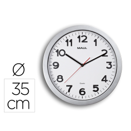 Maul Reloj de Pared Redondo Eléctrico 35 cm Diámetro, Marco de Plástico Irrompible, Cristal Mineral, Color Plata Precio: 24.50000014. SKU: B1E2F4DG2R
