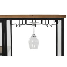 Botellero Home ESPRIT Negro Natural Madera Metal Cristal 102 x 32 x 60 cm