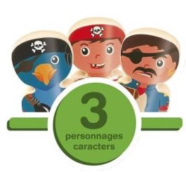 Ecoiffier ABRICK Barco Pirata de Construcción con 2 Piratas, Loro, Cofre, Cañones y Bloques Apilables +18 Meses