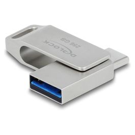 DeLOCK Lápiz de Memoria USB 256GB USB-C + USB-A USB 3.2 Gen 1 (5 Gbps), Carcasa de Metal Giratoria, 116 MB/s Lectura Precio: 75.49999974. SKU: B1GADBX56B