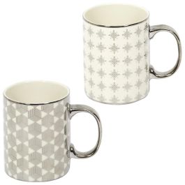 Home Deco Factory Mug 300 Ml Silver Home Deco Factory Cerámica Decoración Plateada