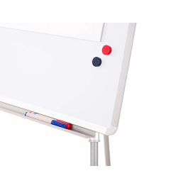 Q-connect Pizarra Blanca Trípode Lacada Magnética 70x100cm para Convenciones, Superficie Escritura Directa
