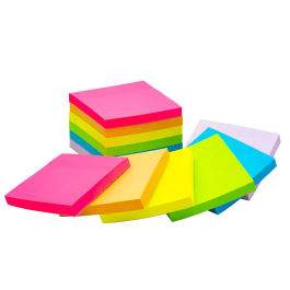 Q-connect Bloc de Notas Adhesivas 76x76 mm Colores Neón y Pastel Surtidos Certificado FSC