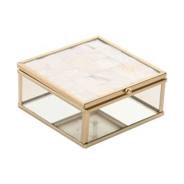 DKD Home Decor Joyero Scandi de Cristal y Metal Blanco/Dorado con Nácar 10 x 5 x 11 cm (4 Unidades) Precio: 35.78999952. SKU: B1DBG2BSWB