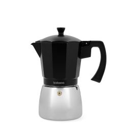 Bidasoa Cafetera Tribeca de Aluminio y Acero, 9 Tazas, Negra, Apta Inducción, Gas, Eléctrica y Vitrocerámica