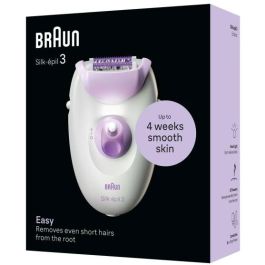 Braun 3-000 Epiladora Silk-épil 3 con 20 Pinzas MicroGrip, Luz Integrada, 2 Velocidades y Alimentación por Corriente Alterna Púrpura Blanco