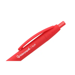 Liderpapel Bolígrafo Retráctil Soft Touch - Punta 1 mm, Tinta Roja, Cuerpo Rojo con Clip