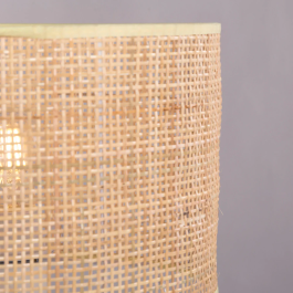 Pakdasht Lámpara de Mesa Ratán SKD-T1011 Natural Boho-Chic Metal Blanco Pantalla Ratán E27