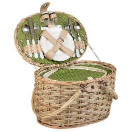 Cesta de Picnic Alexandra House Living Gris Natural Mimbre