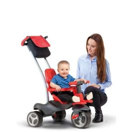 Molto Triciclo Urban Trike Rojo con Palo, Cinturón de Seguridad, Bolsa, Ruedas de Goma y 98 cm - Edad Mínima 10 Meses
