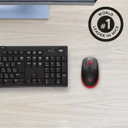 Logitech M190 Ratón Inalámbrico de Tamaño Completo, RF, Diseño Ergonómico para Manos Medianas-Grandes, Rojo, 18 Meses Batería, Seguimiento Preciso