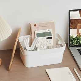 Confortime Caja Ordenación Multiusos Plástico Tapa Bambú S Conf 25.5x17.5x12.5 cm