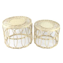 DKD Home Decor Mesita Auxiliar Urban Marron Ratán 50 x 41.5 x 50 cm Set de 2 Precio: 108.49999941. SKU: B1DSGGBM82