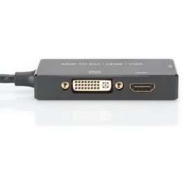 DIGITUS Cable convertidor Mini DisplayPort 3 en 1 mDP a HDMI + DVI + VGA 0.2m, Macho/Hembra, 4K a 60Hz