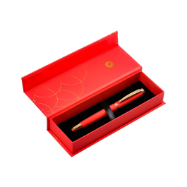 Belius Passion D'or Bolígrafo Rojo y Dorado Aluminio Textura Cepillada Tinta Azul Caja Diseño