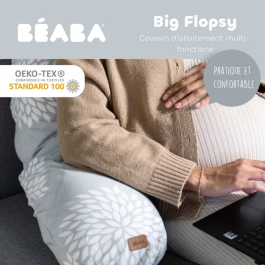 BEABA Almohada de Maternidad Big Flopsy - Diseño Flores Gris - AACEM20368