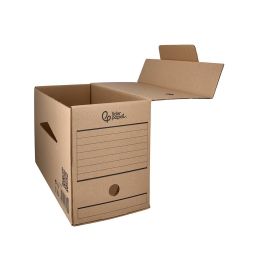 Caja Archivo Definitivo Liderpapel Folio Doble Ancho Carton Reciclado 400 gr-M2 Lomo 200 mm Kraft 367x200x251 mm