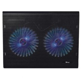 Trust 20104 Soporte Refrigerante Portátil hasta 17.3" con 2 Ventiladores Iluminados Azul, Base Metálica, Puerto USB