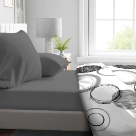 Home Linge Passion HP71762 Sábana Bajera Ajustable Microfibra 90 x 190 cm + 30 cm Capó Gris Antracita