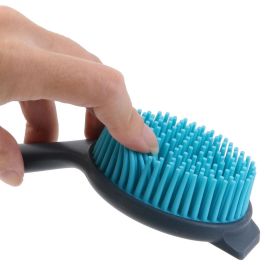 Je cherche une Idee Cepillo Lavar Platos Antirayaduras con Mini Rascador y Cerdas de Silicona Higiénico Ergonómico Duradero 24x5 cm