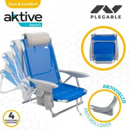 Silla Plegable con Reposacabezas Aktive Gomera Azul 51 x 76 x 45 cm (2 Unidades) Silla Plegable con Reposacabezas Aktive Gomera Azul 51 x 76 x 45 cm (2 Unidades)
