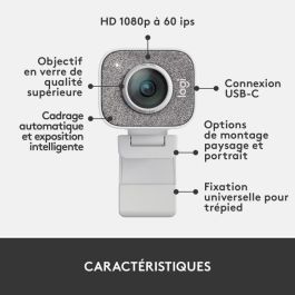 Webcam Logitech StreamCam/ Enfoque Automático/ 1920 x 1080 Full HD/ Blanca