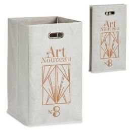 Cesto Berilo Art Nouveau Blanco Dorado Cartón 60 L 35 x 57 x 35 cm (12 Unidades)