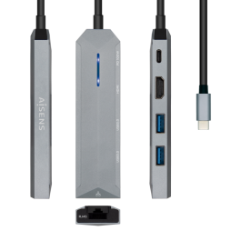 Aisens Dock Station USB-C 5 en 1 con HDMI, RJ45, 2 USB, PD 100W - Gris Precio: 26.68999971. SKU: S8423784