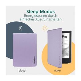 PocketBook Funda SH-TR-634-LPL-WW Folio Transparente Lavanda de Microfibra y Cuero PU para eReader Verse, Verse Lite, Verse Pro