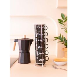 ERIK Set 6 Tazas Friends Porcelana 150ml con Expositor – Aptas Lavavajillas y Microondas