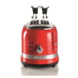 Ariete 149/00 Tostador Moderna 2 Ranuras Rojo con Pinzas y 3 Funciones