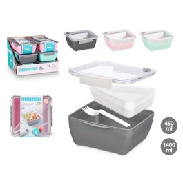 Leknes Fiambrera con Compartimentos Surtidos Colores 450ml + 1.4L - 19.2x8.8x18.7cm (Set de 12) Precio: 35.50000003. SKU: B1DA784SAX